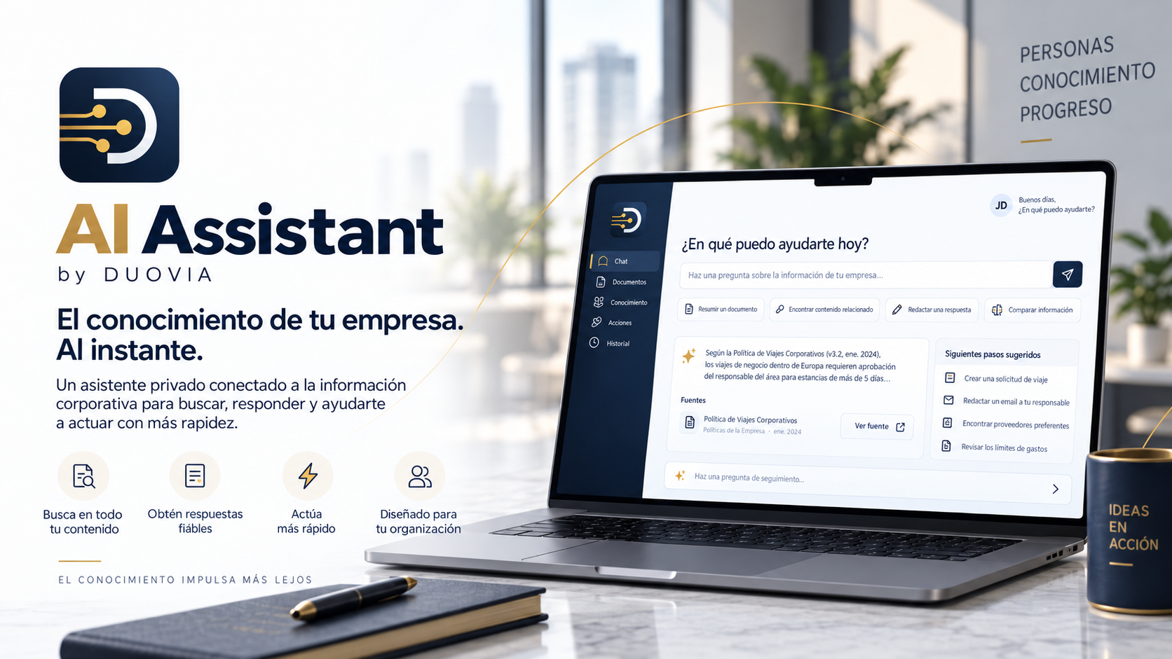 DUOVIA AI Assistant. Assistent privat connectat a la informació corporativa.