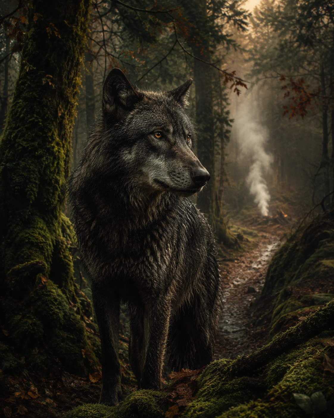 El lobo de la adaptación demostrativa de Caperucita Roja