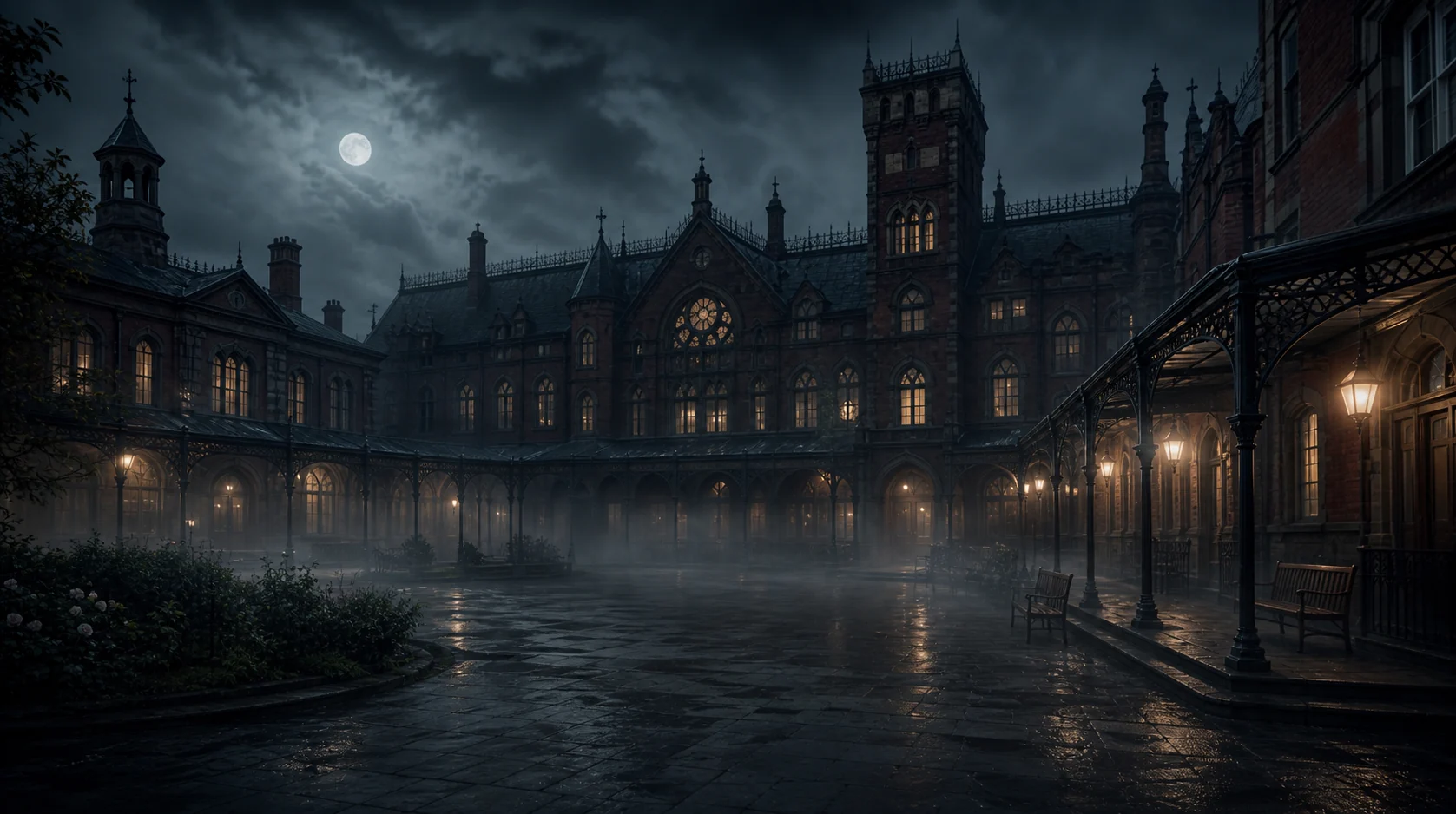 Patio nocturno de Sanatorio Valdemar